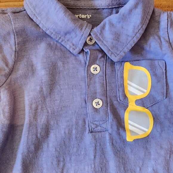 Carter's Baby Boys Sunglasses Chest Pocket Polo Romper Size 18 Months - Picture 4 of 5